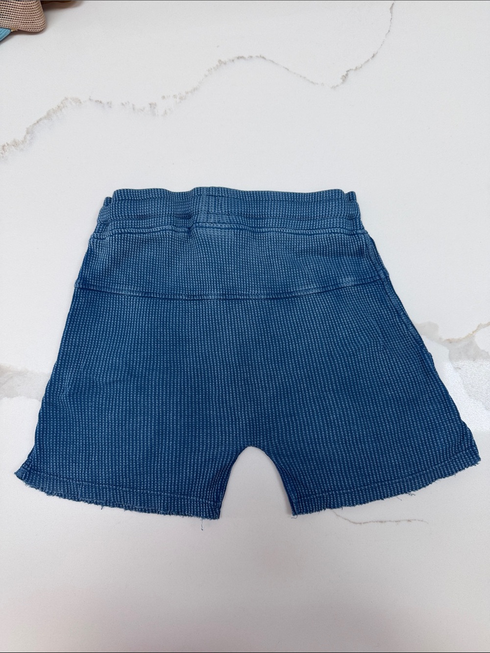 Kids Blue Ribbed Drawstring Shorts - Picture 2 of 2